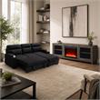 Pemberly Row Set of 2 Fireplace TV Console and Black Sleeper Sectional Sofa