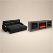 Pemberly Row Set of 2 Fireplace TV Console and Black Sleeper Sectional Sofa