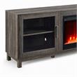 Pemberly Row Set of 2 Fireplace TV Console and Black Sleeper Sectional Sofa