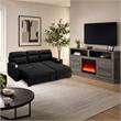 Pemberly Row Set of 2 Fireplace TV Console and Black Sleeper Sectional Sofa