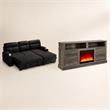Pemberly Row Set of 2 Fireplace TV Console and Black Sleeper Sectional Sofa
