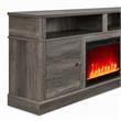 Pemberly Row Set of 2 Fireplace TV Console and Black Sleeper Sectional Sofa