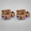 Pemberly Row Set of 2 Power Reclining Loveseats with LED Lighting
