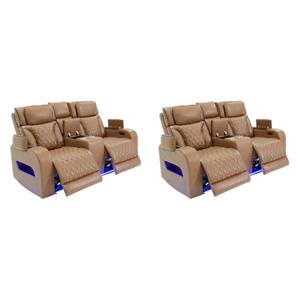 Pemberly Row Set of 2 Power Reclining Loveseats with LED Lighting