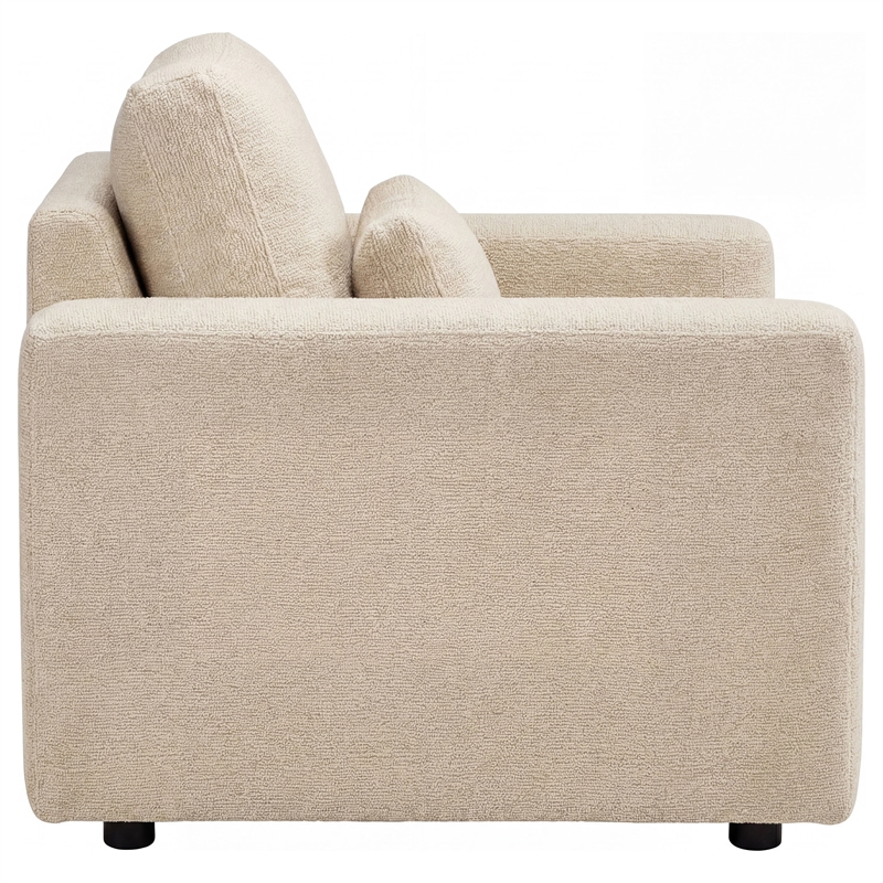 Pemberly Row Chenille Upholstered Track Arm Accent Chair in Camel