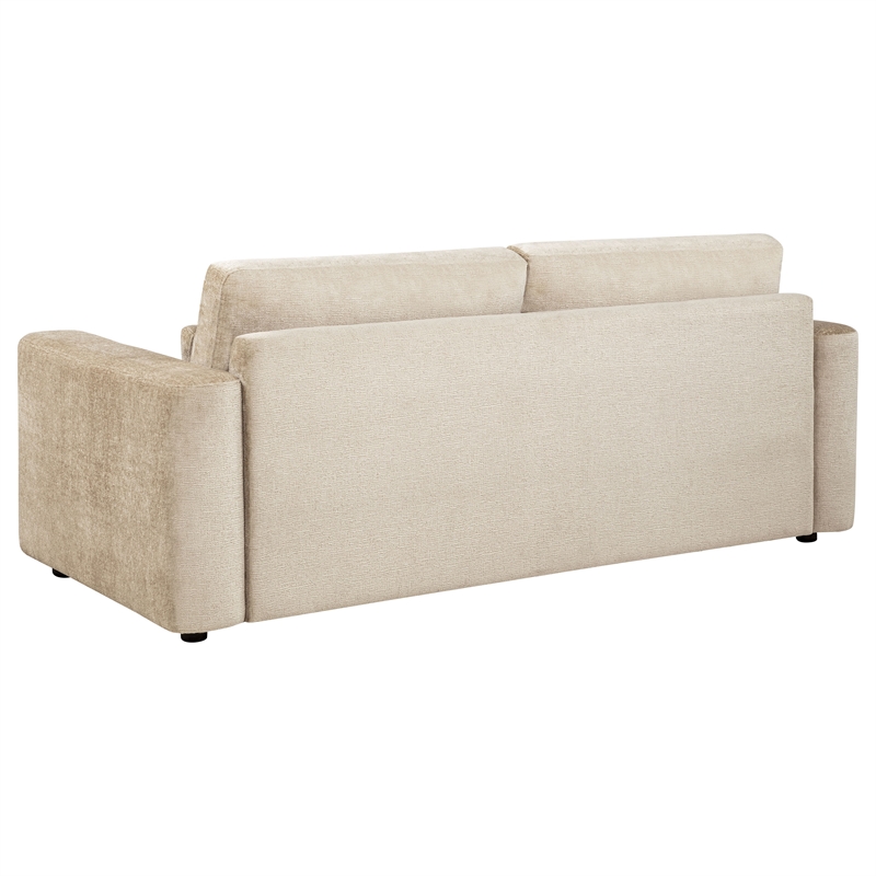 Pemberly Row Chenille Track Arm Sofa with Loose Cushions in Camel