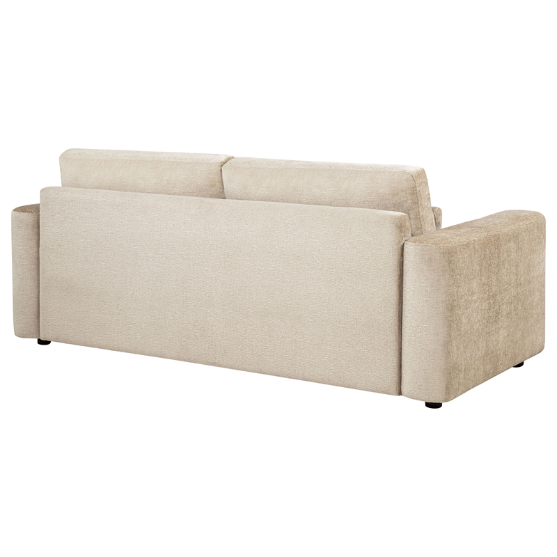 Pemberly Row Chenille Track Arm Sofa with Loose Cushions in Camel