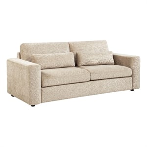 Pemberly Row Chenille Track Arm Sofa with Loose Cushions in Camel