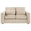 Pemberly Row Chenille Upholstered Track Arm Loveseat in Camel