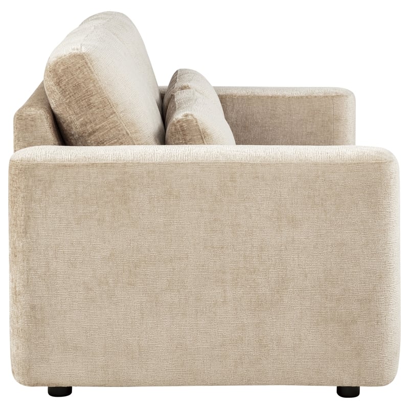 Pemberly Row Chenille Upholstered Track Arm Loveseat in Camel