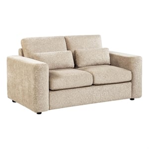 Pemberly Row Chenille Upholstered Track Arm Loveseat in Camel