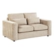 Pemberly Row Chenille Upholstered Track Arm Loveseat in Camel