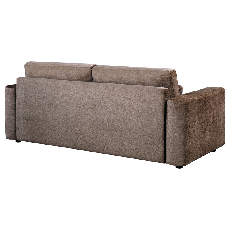 Pemberly Row Chenille Upholstered Track Arm Sofa in Chocolate