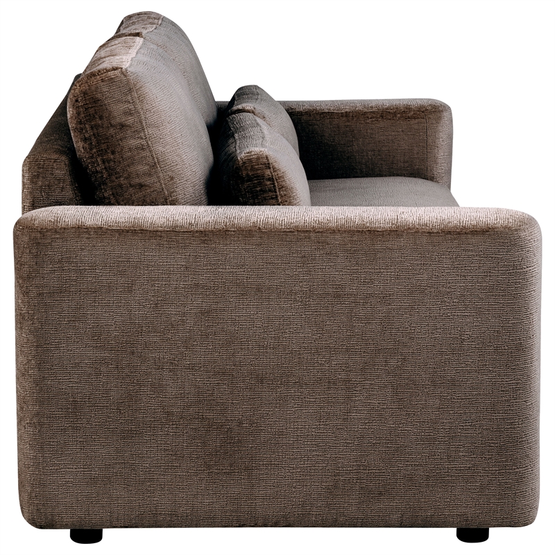 Pemberly Row Chenille Upholstered Track Arm Sofa in Chocolate
