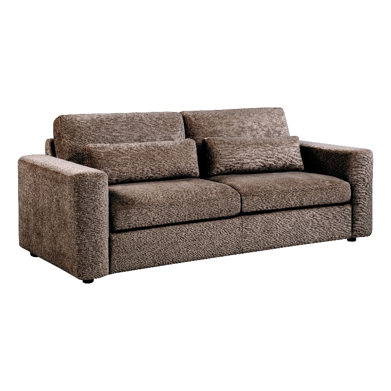 Pemberly Row Chenille Upholstered Track Arm Sofa in Chocolate
