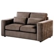 Pemberly Row Chenille Upholstered Track Arm Loveseat in Chocolate