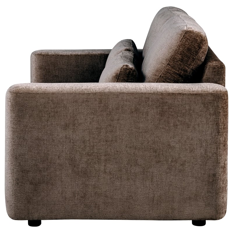 Pemberly Row Chenille Upholstered Track Arm Loveseat in Chocolate