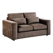 Pemberly Row Chenille Upholstered Track Arm Loveseat in Chocolate