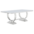 Pemberly Row 7-piece White Tempered Glass Dining Set in Cream White Chairs