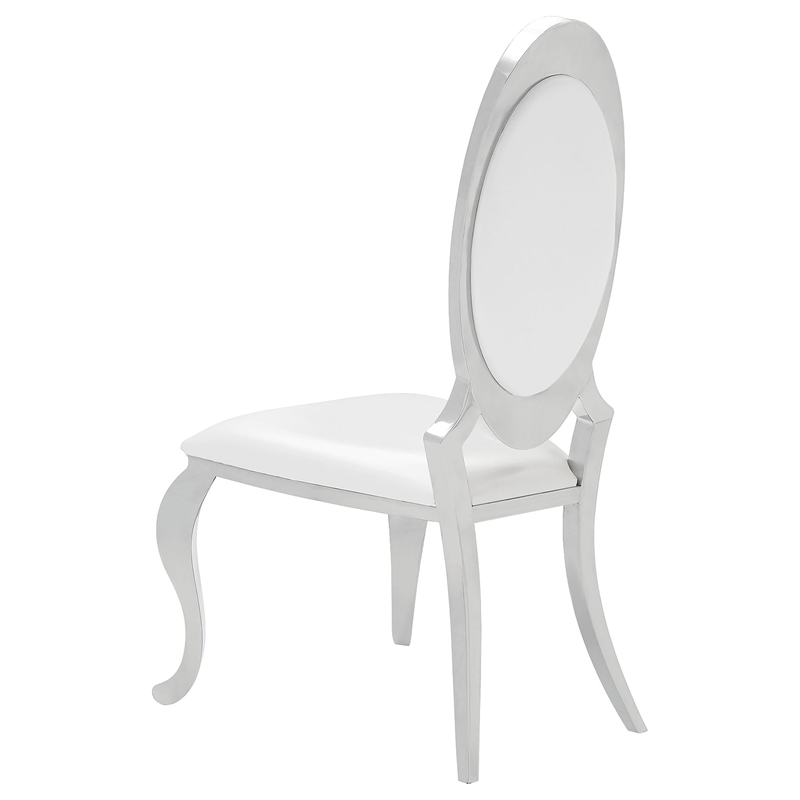 Pemberly Row 7-piece White Tempered Glass Dining Set in Cream White Chairs