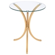 Pemberly Row Round Glass Top Curved Metal Side Table in Gold