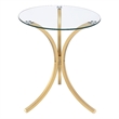 Pemberly Row Round Glass Top Curved Metal Side Table in Gold