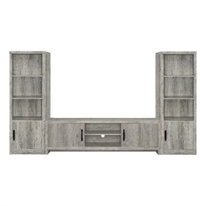 Pemberly Row 3-Piece Entertainment Center for 75-Inch TVs in Gray Driftwood