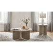Pemberly Row 2-Piece Round Panel Base Coffee and End Table Set in Latte