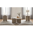 Pemberly Row 3-Piece Round Panel Base Coffee and End Table Set in Latte