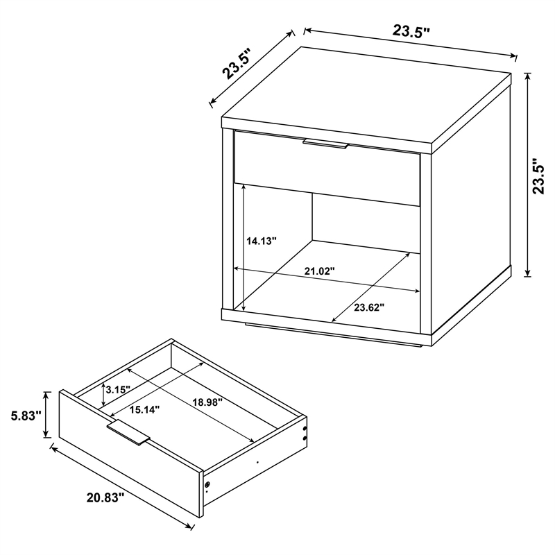 Pemberly Row Engineered Wood Square End Table with Drawer in Latte