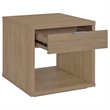 Pemberly Row Engineered Wood Square End Table with Drawer in Latte