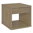 Pemberly Row Engineered Wood Square End Table with Drawer in Latte