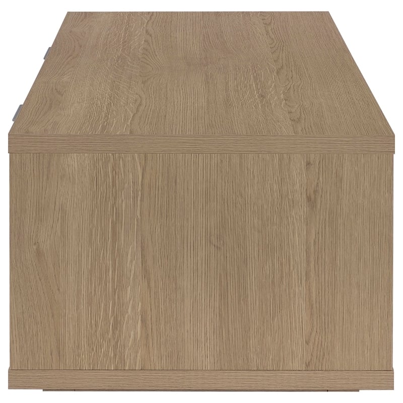 Pemberly Row 2-Drawer Engineered Wood Rectangular Coffee Table in Latte