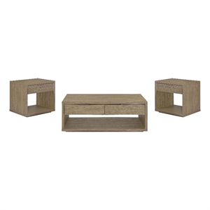 Pemberly Row 3-Piece Engineered Wood Coffee and End Table Set in Latte