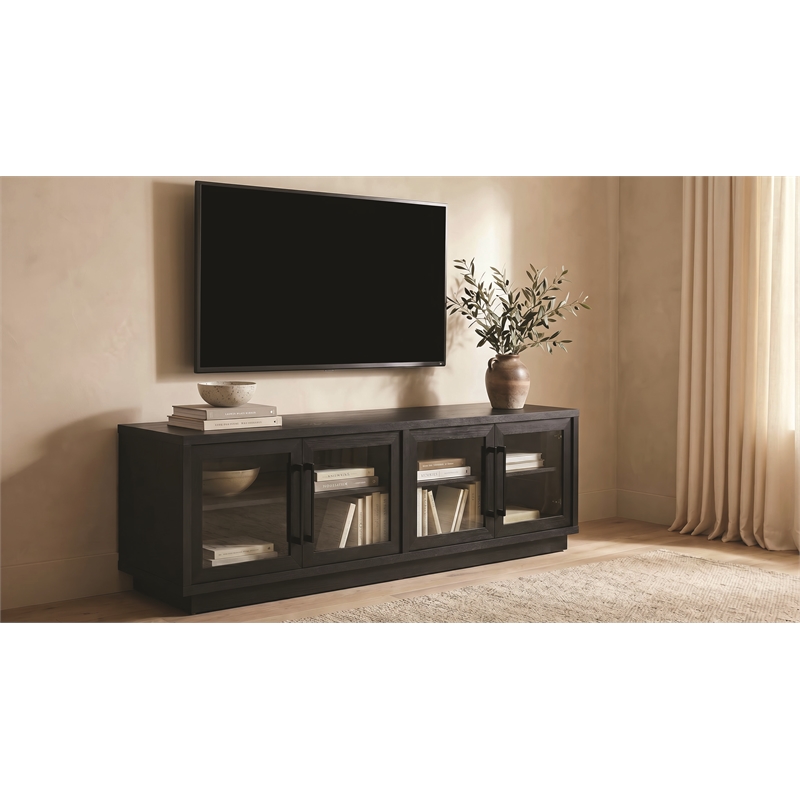 Pemberly Row Engineered Wood TV Stand for TVs up to 85 Inches in Black