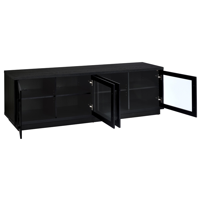 Pemberly Row Engineered Wood TV Stand for TVs up to 85 Inches in Black