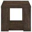 Pemberly Row Engineered Wood End Table with Open Lower Shelf in Brown