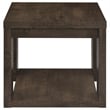 Pemberly Row Engineered Wood End Table with Open Lower Shelf in Brown