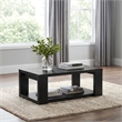 Pemberly Row Engineered Wood Coffee Table with Open Lower Shelf in Black