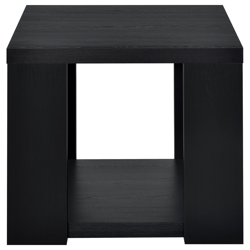 Pemberly Row 2-Piece Engineered Wood Table Set with Open Shelves in Black