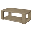 Pemberly Row Engineered Wood Coffee Table with Open Lower Shelf in Latte