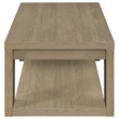 Pemberly Row Engineered Wood Coffee Table with Open Lower Shelf in Latte
