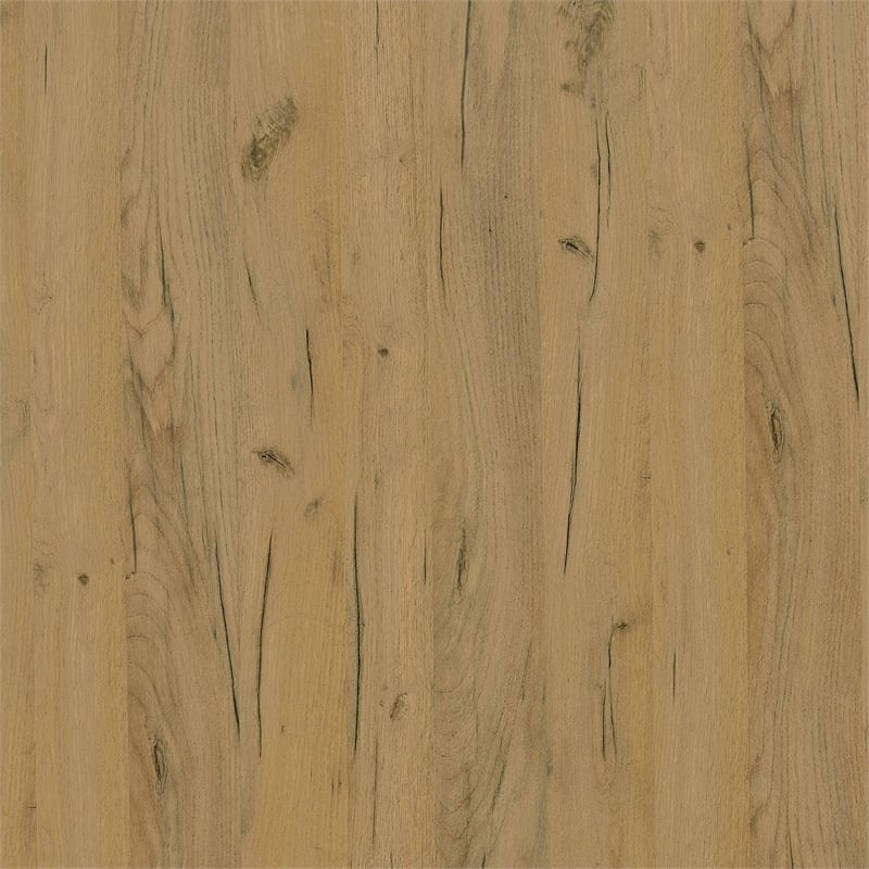 Pemberly Row Engineered Wood Vanity Set with Mirror and Stool in Brown