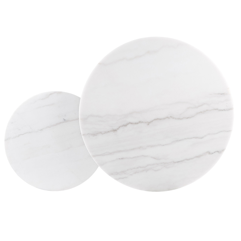 Pemberly Row 2-Piece Round Marble Top Nesting Coffee Table Set in Charcoal