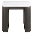 Pemberly Row Square White Marble Top Fluted End Table in Charcoal