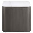 Pemberly Row Square White Marble Top Fluted End Table in Charcoal