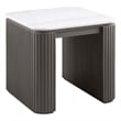 Pemberly Row Square White Marble Top Fluted End Table in Charcoal