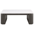 Pemberly Row Rectangular White Marble Top Fluted Coffee Table in Charcoal