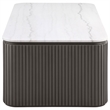 Pemberly Row Rectangular White Marble Top Fluted Coffee Table in Charcoal
