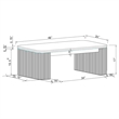 Pemberly Row Rectangular White Marble Top Fluted Coffee Table in Charcoal